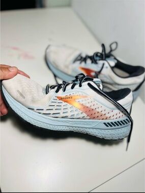 Brooks Running Shoes - White with Light Blue and Orange Accents Sz 8.5